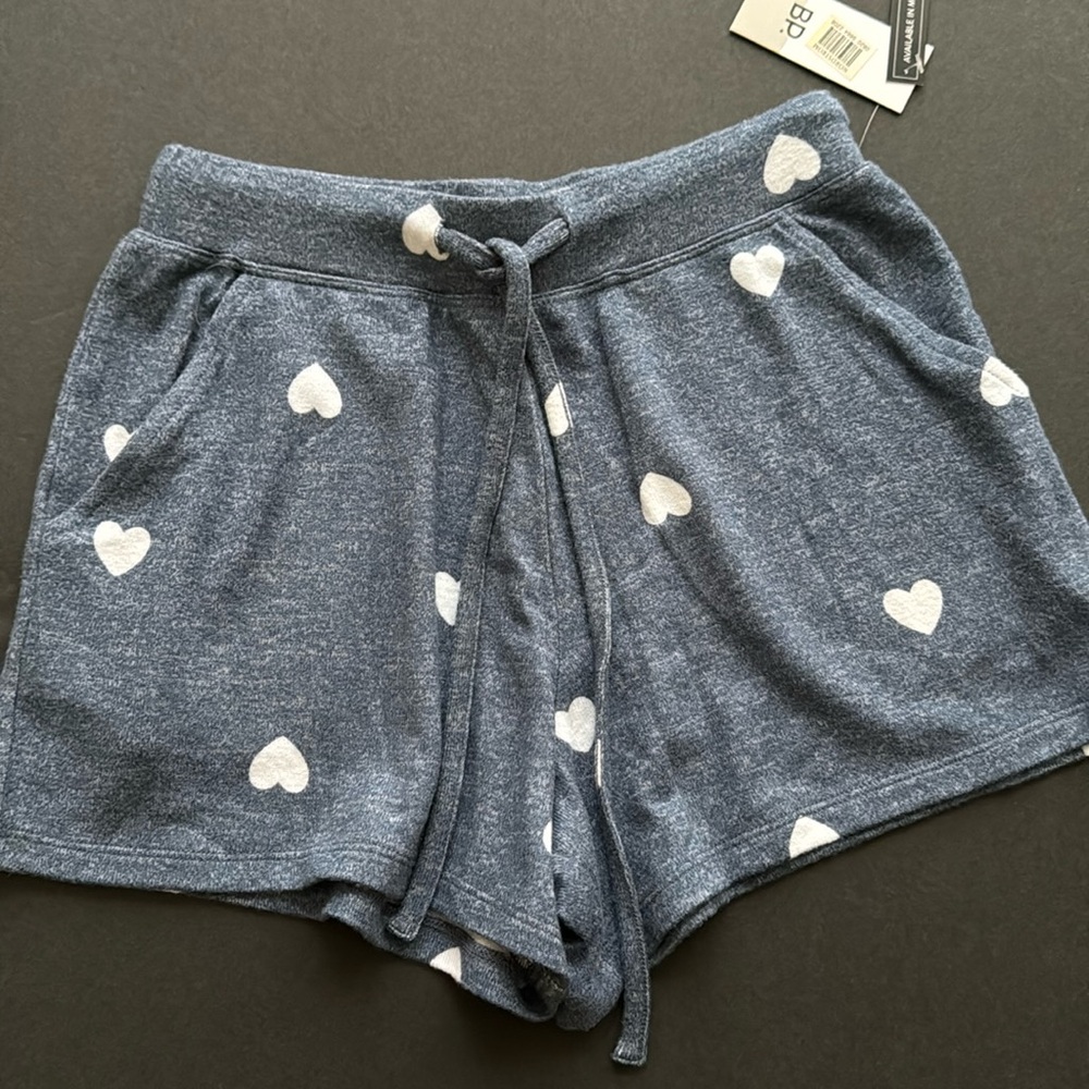 New BP Nordstrom Shorts XXS Blue Vintage Hearts Print